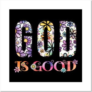 VINTAGE RETRO GOD IS GOOD BOHO FLOWER CHILD Posters and Art